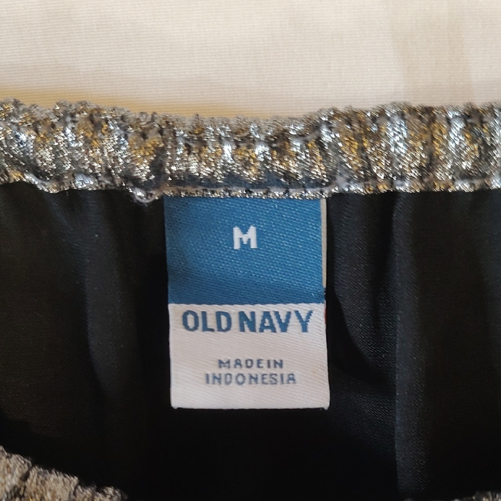 Old Navy Silver Metallic Tiered Midi Dress - Picture 6 of 9